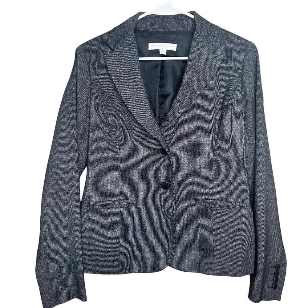 New York & Company Gray Business Suit Jacket Single Breasted Blazer Size 6